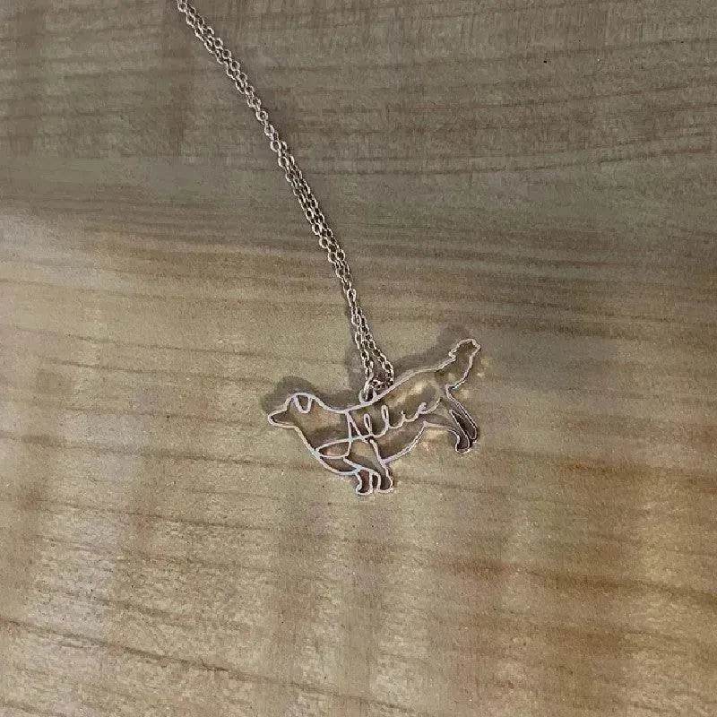 Customized Pet Shape Name Pendant Stainless Steel Necklaces For Women Personalized Cat Necklace Animal Memorial For Pet Lover