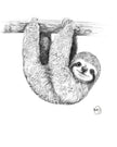 Cute Baby Sloth - black and white animal print