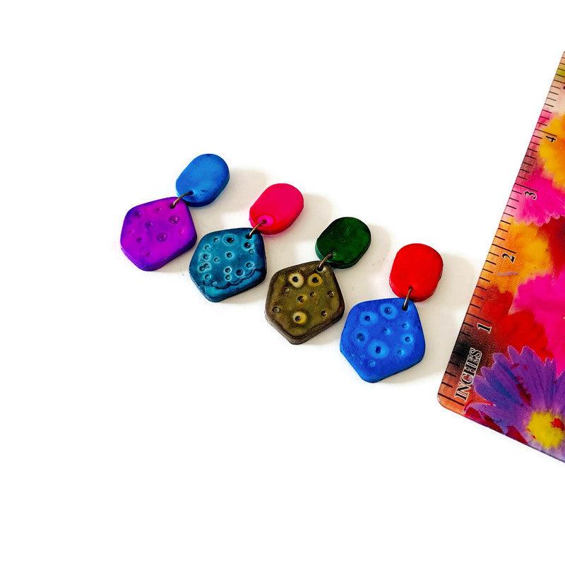 Cute Clay Stud Earrings Painted in Two Colors