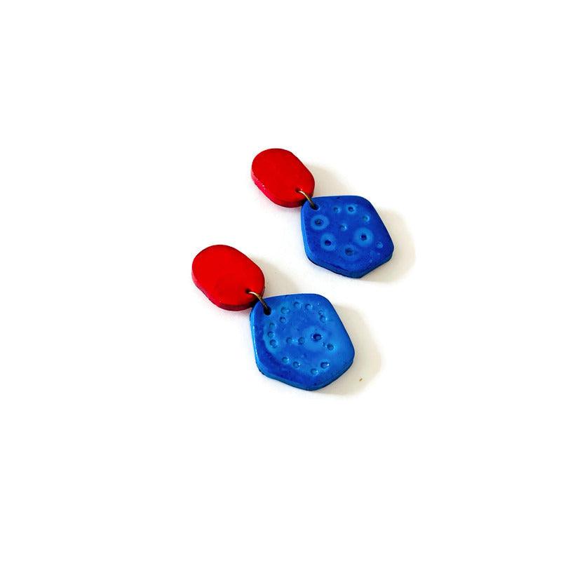 Cute Clay Stud Earrings Painted in Two Colors