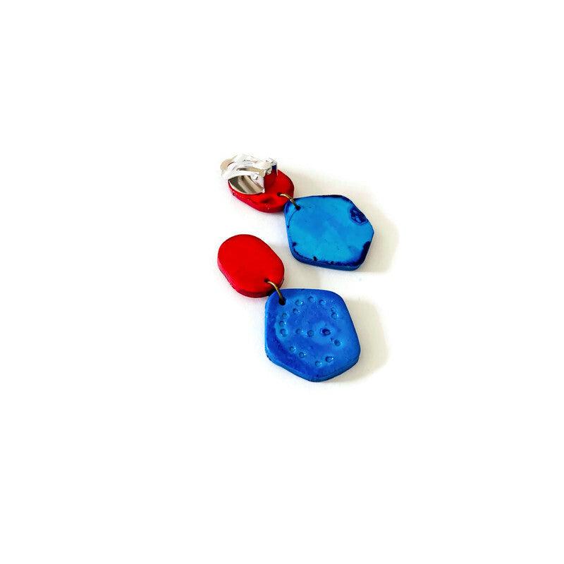 Cute Clay Stud Earrings Painted in Two Colors