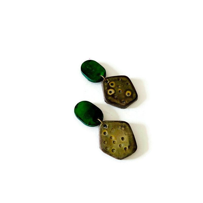 Cute Clay Stud Earrings Painted in Two Colors