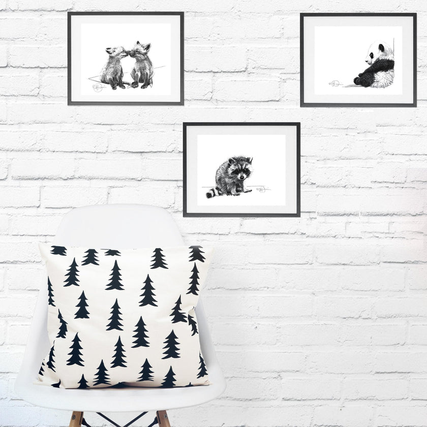 Cute Sitting Panda - black and white animal prints