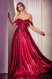 5 color avaible in OFF THE SHOULDER LACE & SATIN A-LINE DRESS