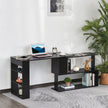Denver L-Shaped Office Desk with 360° Rotating Corner Extension-Black