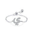 S925 Sterling Silver Niche Style Arabic Letters Pull-out Chain All-match Stackable