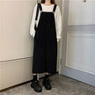 Student Denim Shoulder Strap Spring And Autumn Plus Size Mid-length Sling Black Denim Jumper Dress