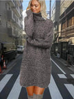 Autumn Winter Cashmere Mini High Neck Sweater Dress