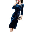 Long-sleeved Velvet Sheath Dress With Fleece Lining And Extra Thickness
