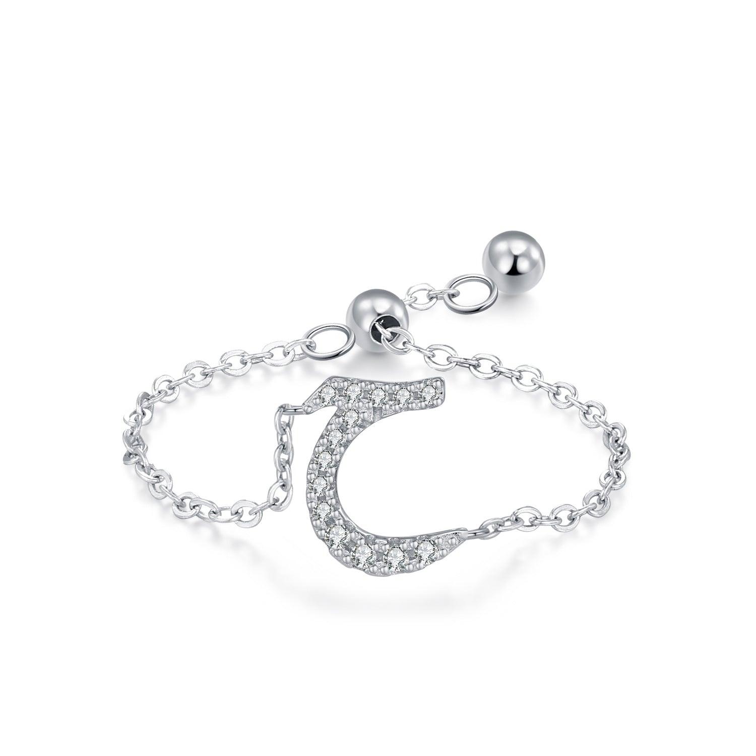S925 Sterling Silver Niche Style Arabic Letters Pull-out Chain All-match Stackable