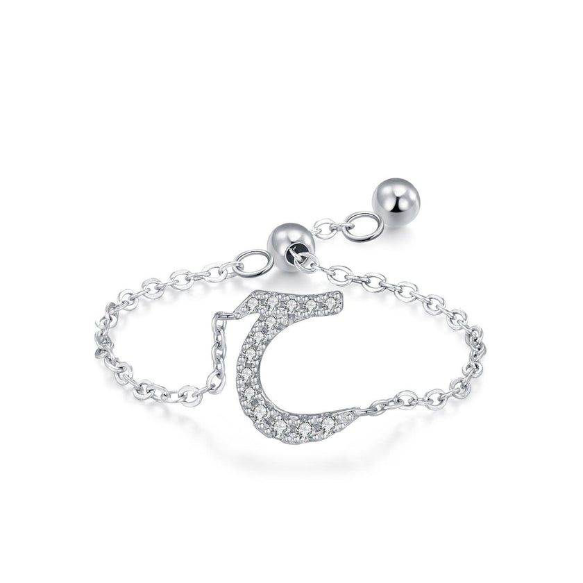 S925 Sterling Silver Niche Style Arabic Letters Pull-out Chain All-match Stackable