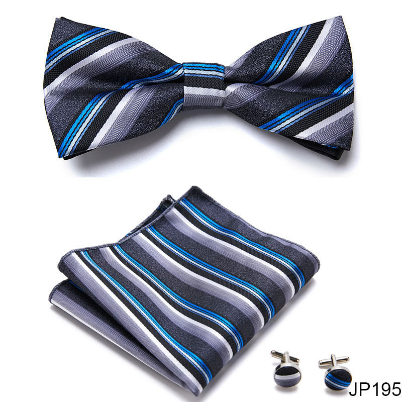 Men's Jacquard Bow Tie Set – Bow Tie, Pocket Square & Cufflinks | 36 Colors | Canada & USA