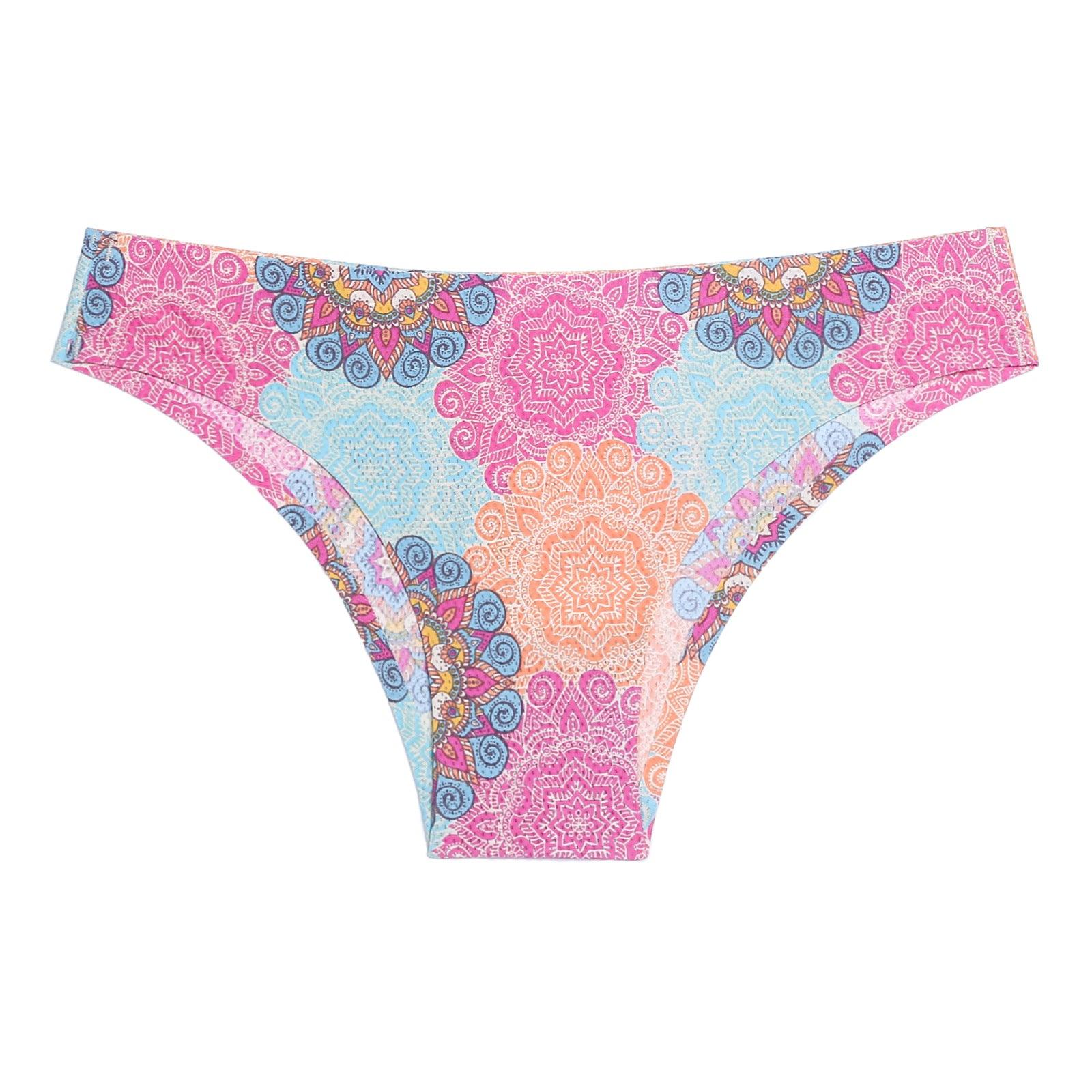 Women's Seamless Floral Print Low-Waist Briefs No-Trace Breathable