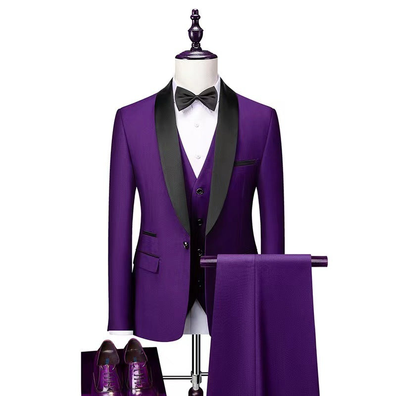 Men's 3-Piece Business Suit Set – Wedding & Formal Wear (8 Colors, S–6XL)