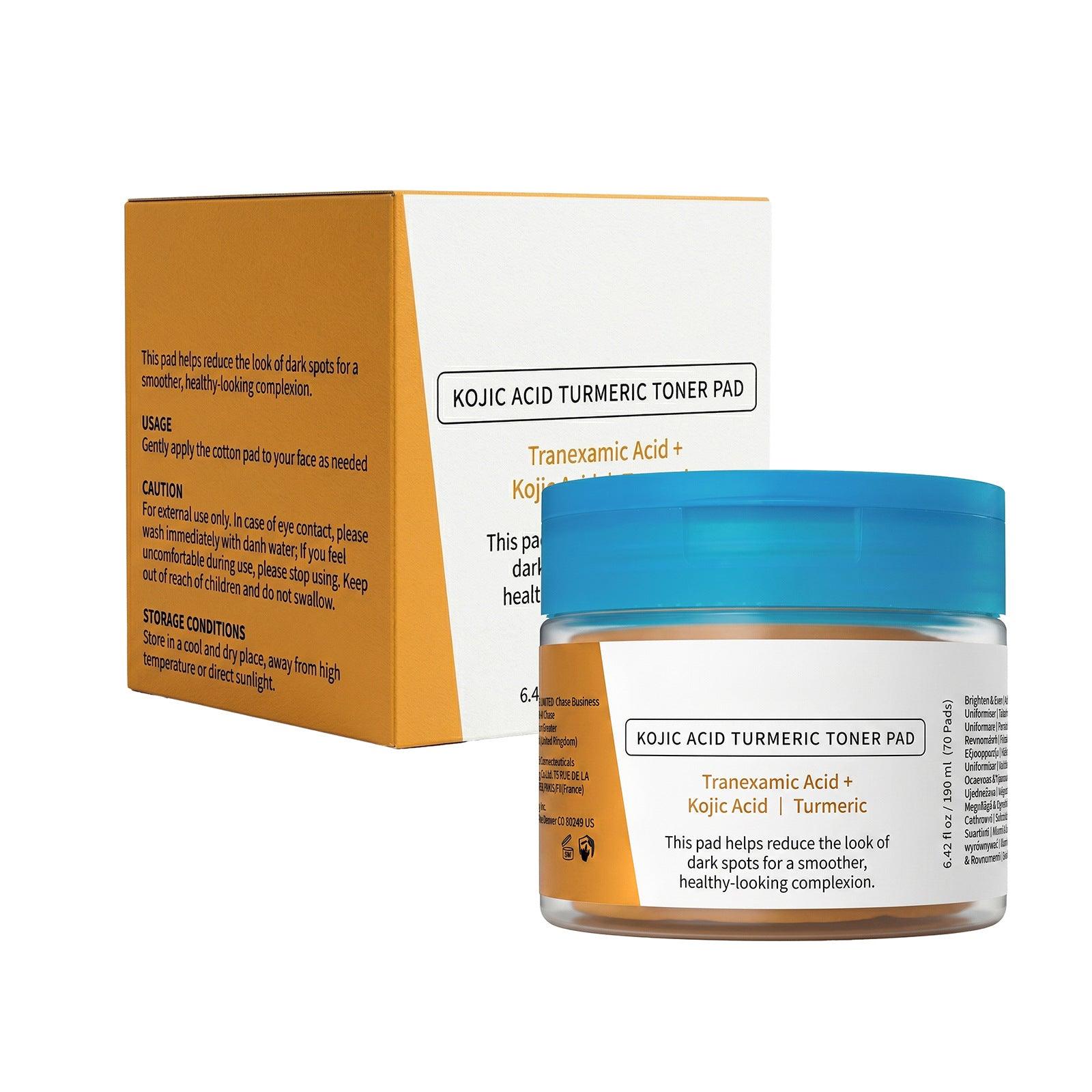 Kojic Acid Turmeric Toner Pads Exfoliating Facial Cotton Pads Brightening Dark Spot