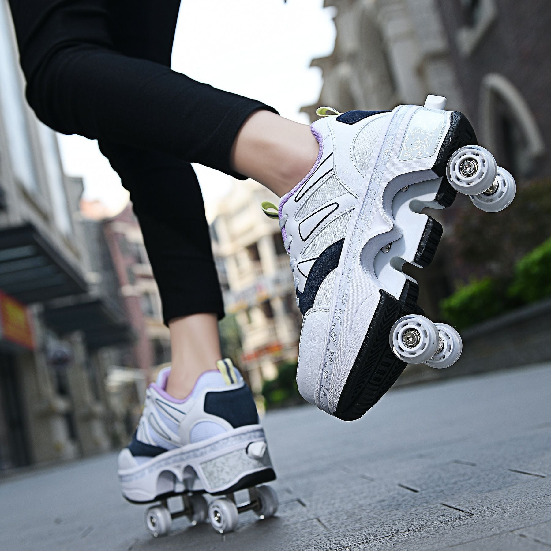 Four Wheel Rampage LED Roller Skate Shoes – 7-Color Atmosphere Breathing Light