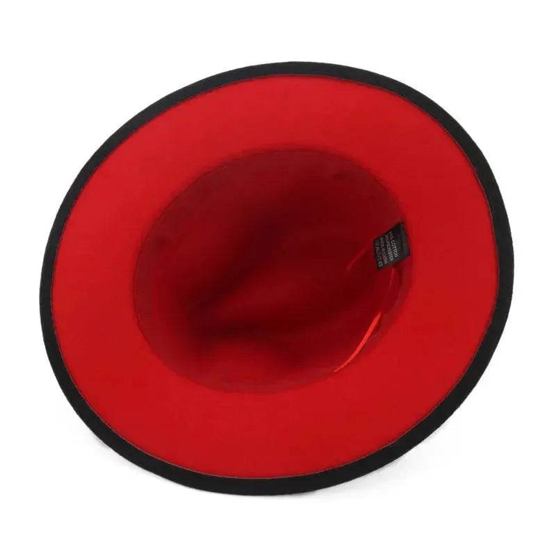 European And American Popular Woolen Top Color Matching Flat Brim Fedora Jazz Hat