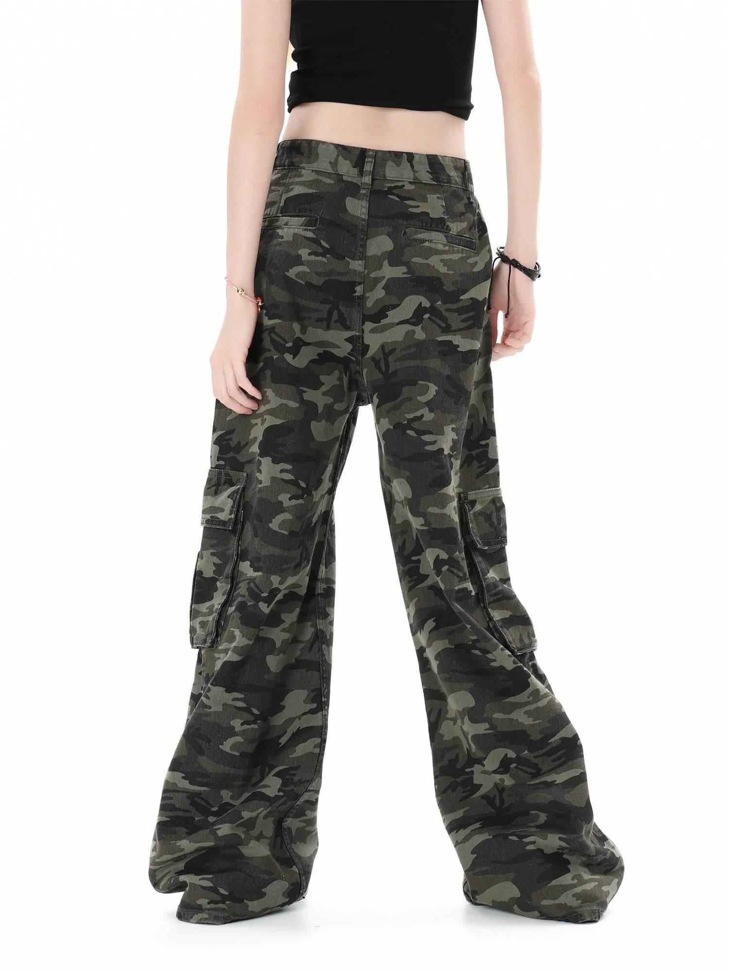 Camouflage Multi Pocket Workwear Baggy Jeans Pant For Men And Women Lazy High Street Straight Tube