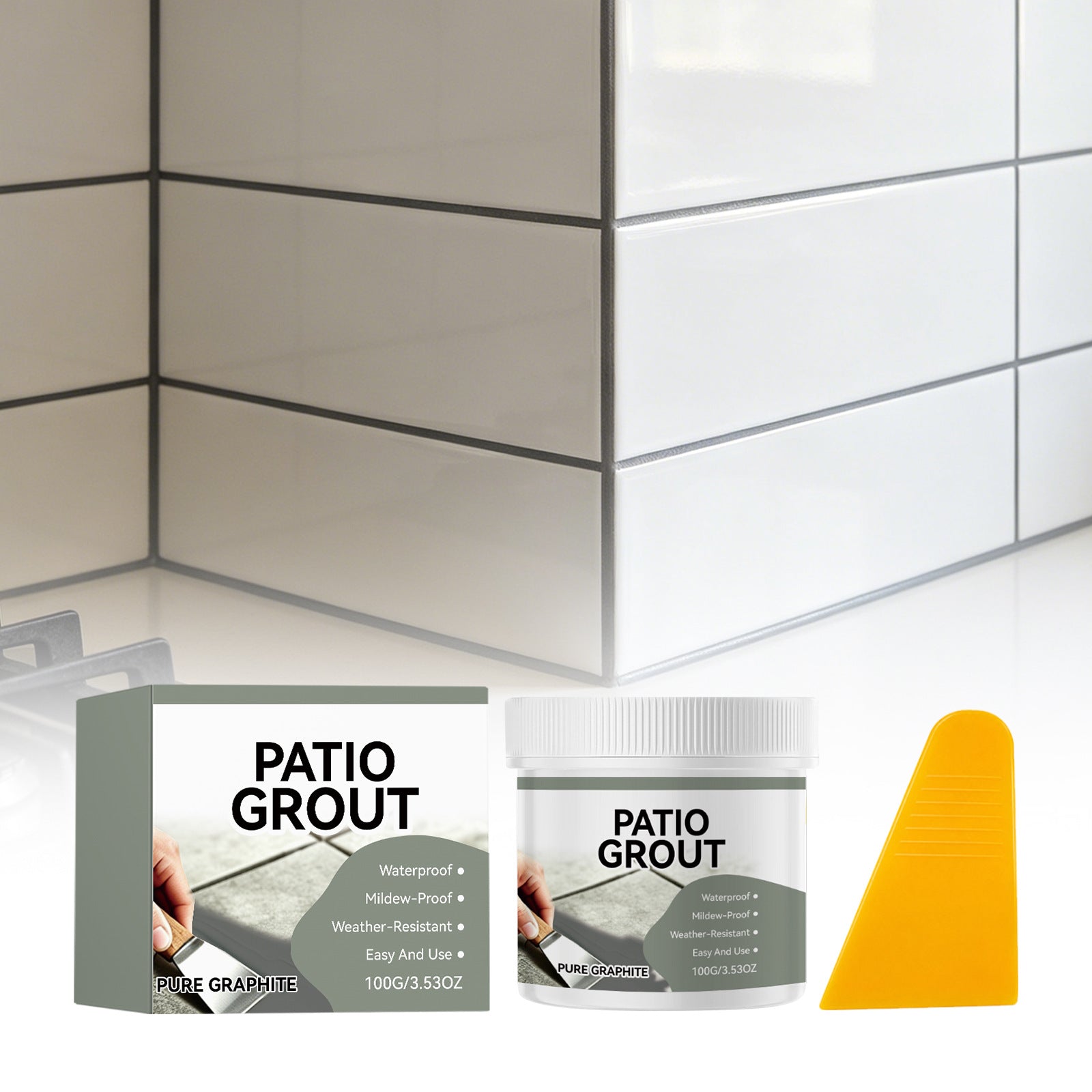 Dark Gray Tile Grout — Waterproof Bathroom & Kitchen Floor Gap Repair Sealer (100g Kit)