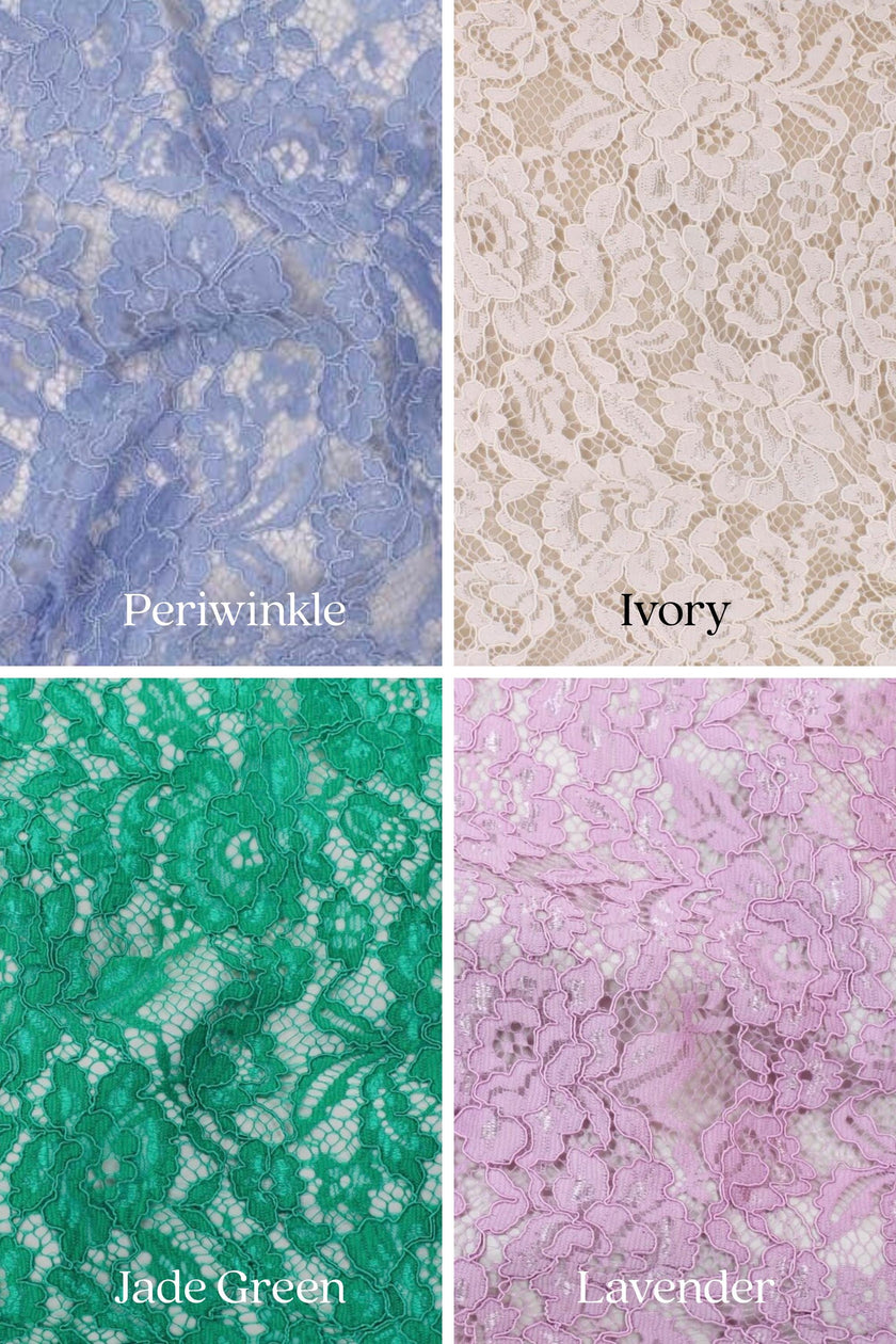Floral Cotton Blend Lace Fabric: 54