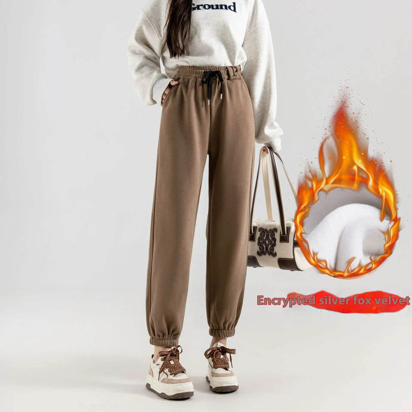 Fleece-lined Casual Harem Drawstring sweat Pants For Women