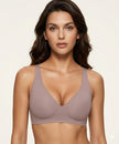 Women's Wireless Deep V Plunge Bralette with Jelly Band Support for Everyday Wear