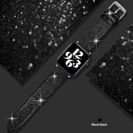 Leather Single Ring Glitter Buckle Couple Watch Strap Suitable for Apple Watch