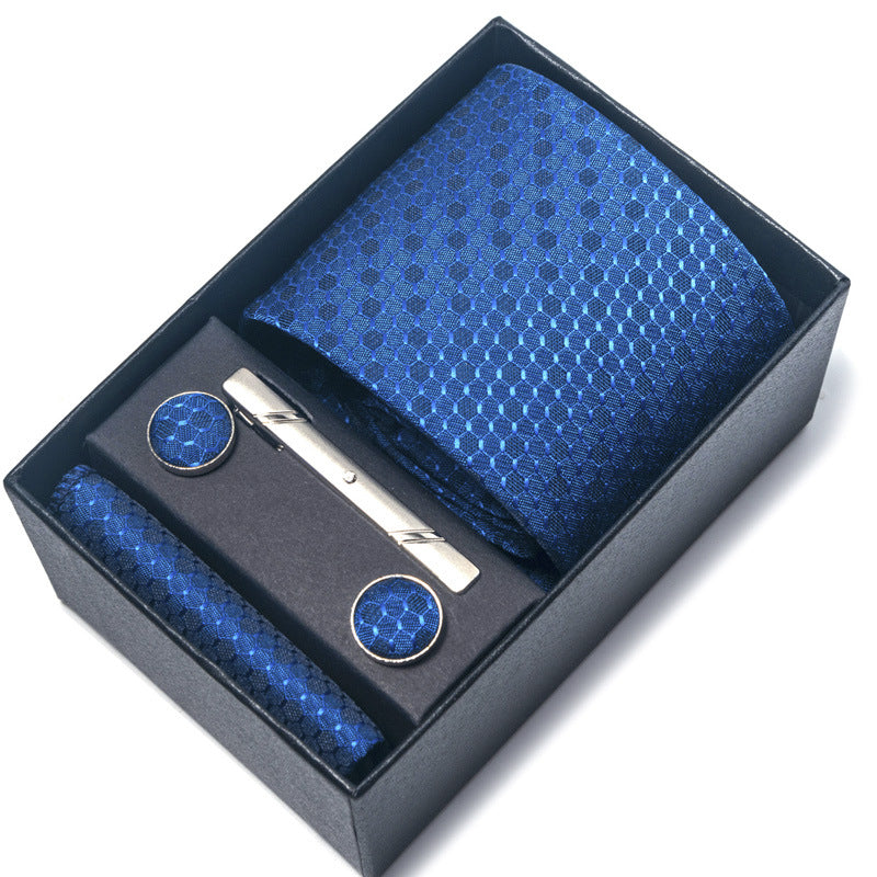 Men's Jacquard Woven Formal Tie Set – Rayon Arrow Necktie with Handkerchief, Tie Clip & Cufflinks | Canada & USA