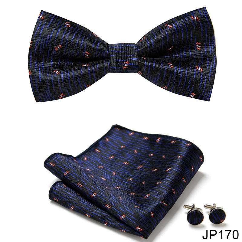 Men's Jacquard Bow Tie Set – Bow Tie, Pocket Square & Cufflinks | 36 Colors | Canada & USA
