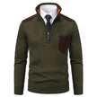 Men's heavyweight Polo Shirts - Half Zipper Cold Blouse Stand Collar