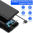 10000mAh Power Bank Portable Charger Built-In Lightning Type-C Cable 3 Devices iPhone Android