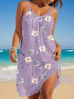 Sprig Summer Vacation Resort Floral Mini dress Round neck sleeveless casual summer dress