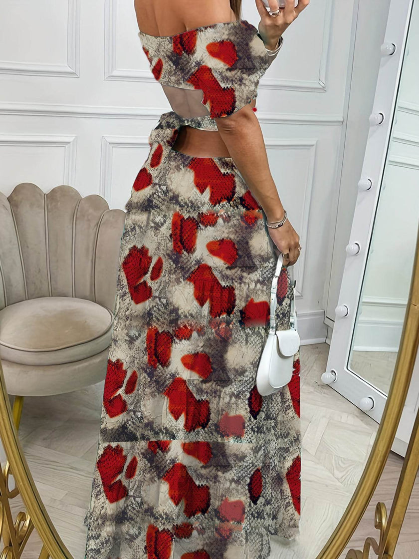 Off Shoulder Summer Maxi Dress Hollow out Cute Flowy dress
