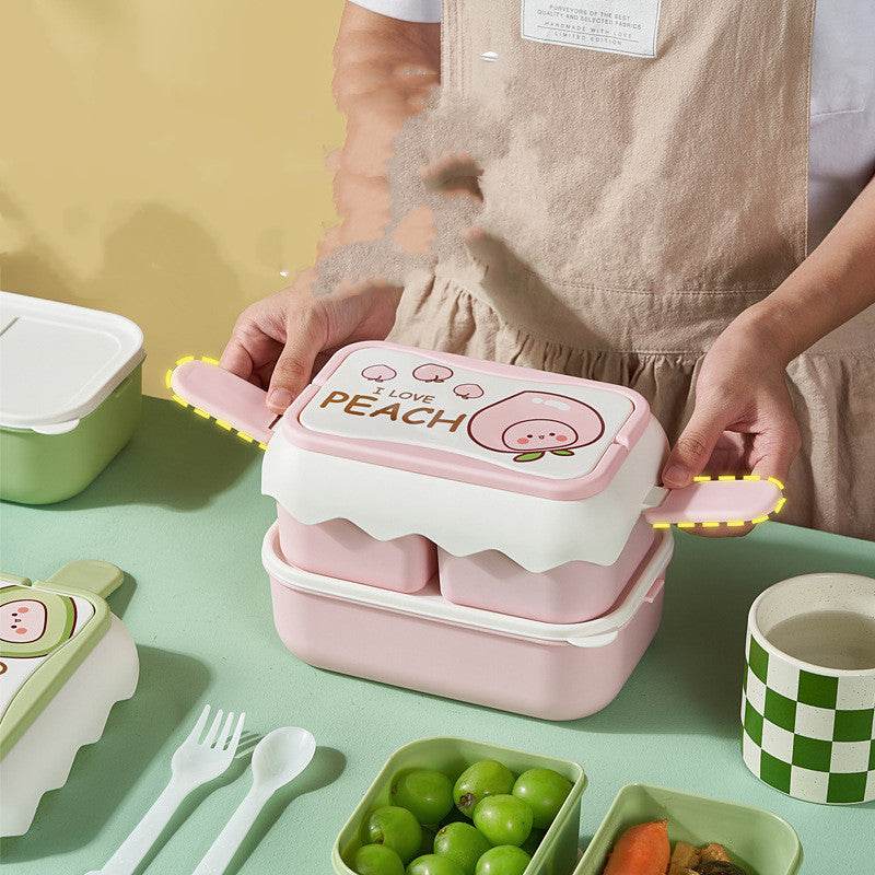 Cute Double Layered Kids Plastic Lunch Box