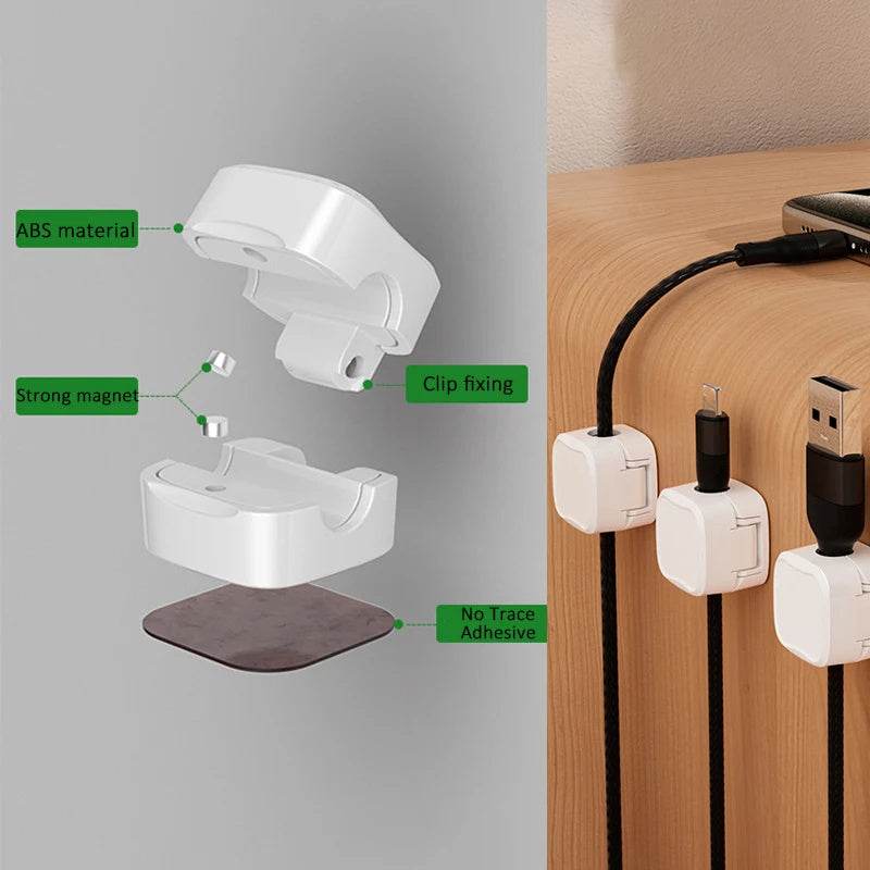 Magnetic Under Desk Cable Management Organizer – Wire & Cord Holder Clips