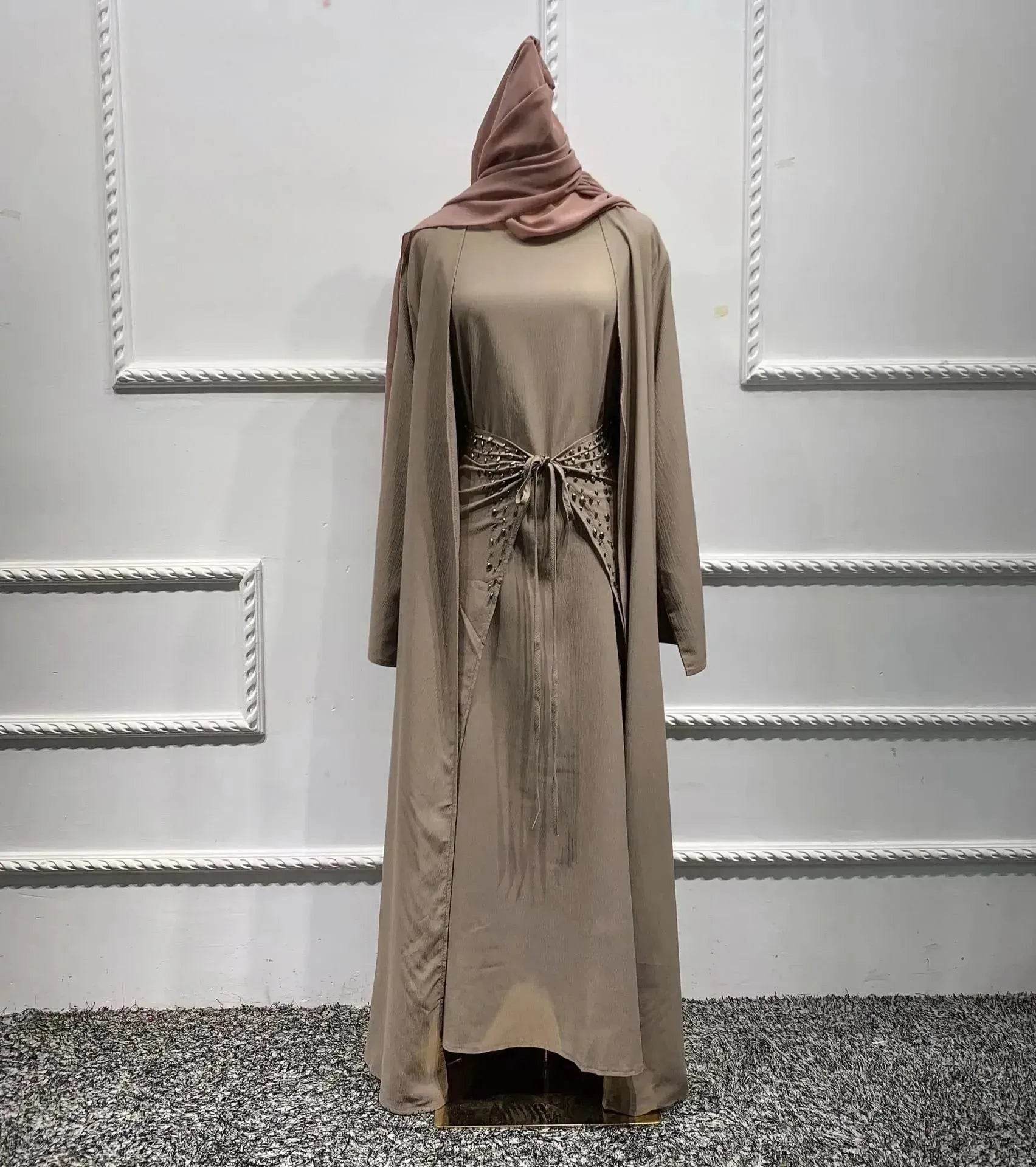 Arab3 piece set ArabDubai Abaya dress with Turban Embellished Abaya