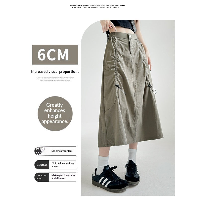 Women's Drawstring Utility Skirt - Casual Long Skirt for Summer
