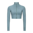 Autumn And Winter New Elastic Slim-fit High neck Zip Up Yoga crop top
