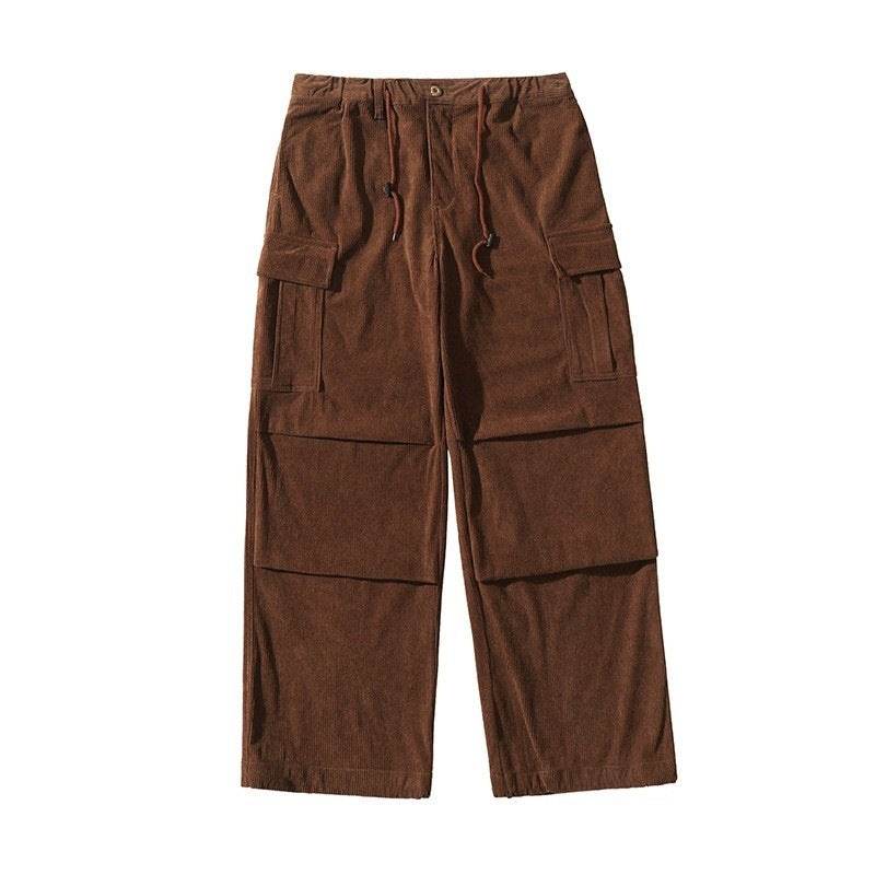 Autumn And Winter Straight Casual Wide-leg Corduroy Baggy Cargo Pant Overalls Men