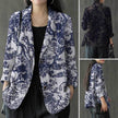 Women's floral Cotton Linen jacket Pocket Blazer