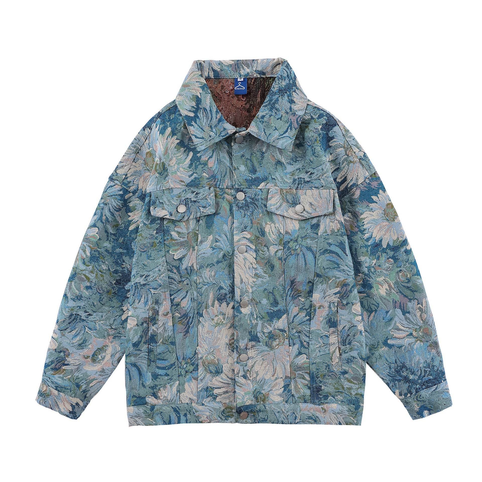 Creative fashion Unisex Floral Denim Jeans Jacket