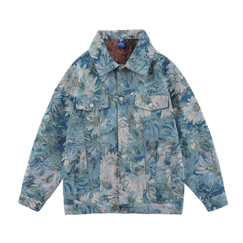 Creative fashion Unisex Floral Denim Jeans Jacket