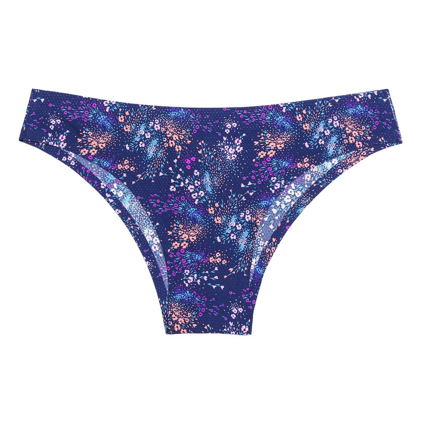 Women's Seamless Floral Print Low-Waist Briefs No-Trace Breathable