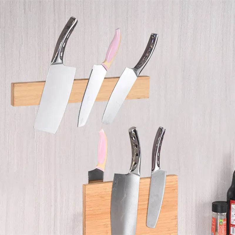 Wall Mounted Wooden Block Magnetic Knife Holder Rack