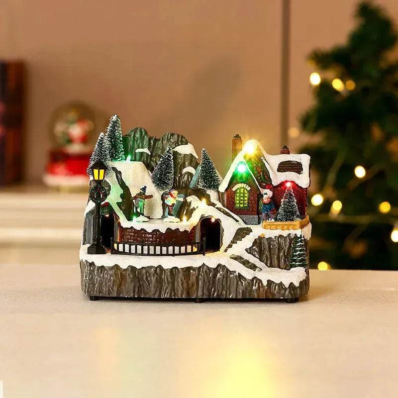 Christmas Rotating Resin Luminous Music Box Ornaments