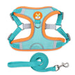 Reflective Soft Mesh Dog & Cat Harness with Leash Set – Blue, Green, Orange, Purple, Red, Grey | S–XL
