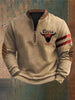 Casual 3D Digital Printing Stand Collar Men's Street Quarter Zip Sweatshirt top