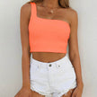 Casual Summer tops One shoulder crop tank top ladies