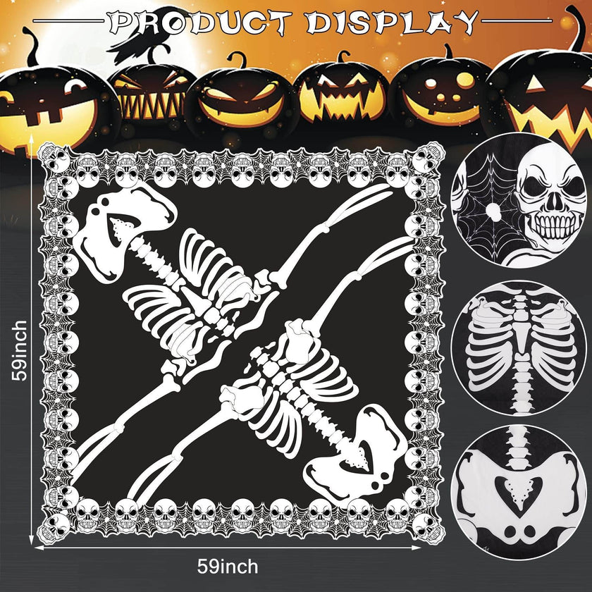 Halloween Lace Poncho Plus Size Halloween Skeleton Cape Day Of The Dead Costumes For Women 59 Inches X 59 Inches -Selling On Amazon Is Prohibited