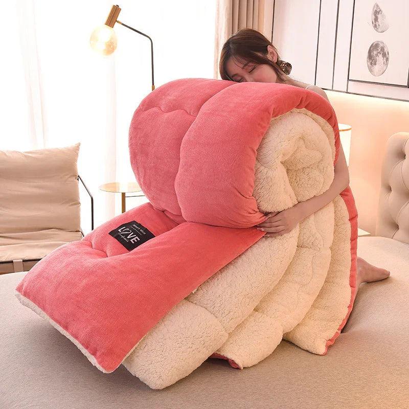 New Thick Lambskin Winter Duvet Insert Double-sided Velvet Lambswool Warm Quilt
